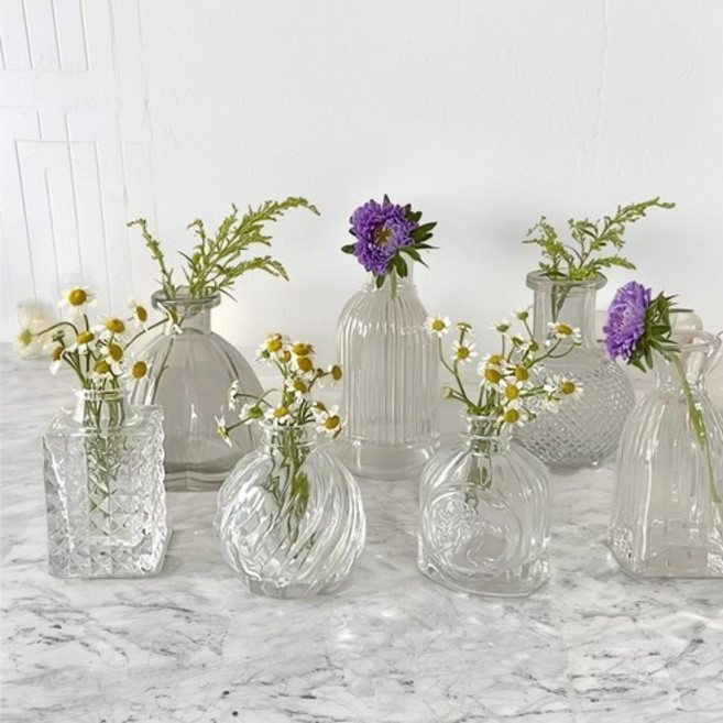 인테리어 미니 꽃병 세트, 투명