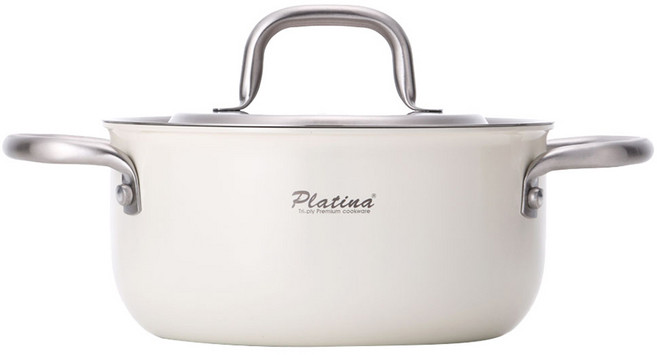 PLATINA 電磁爐用三層雙耳鍋, 1個, 奶油色