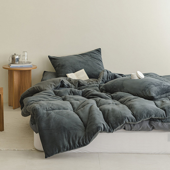 포근 웜허그 부드럽고 따뜻한 양면 극세사 차렵이불 베개커버 세트