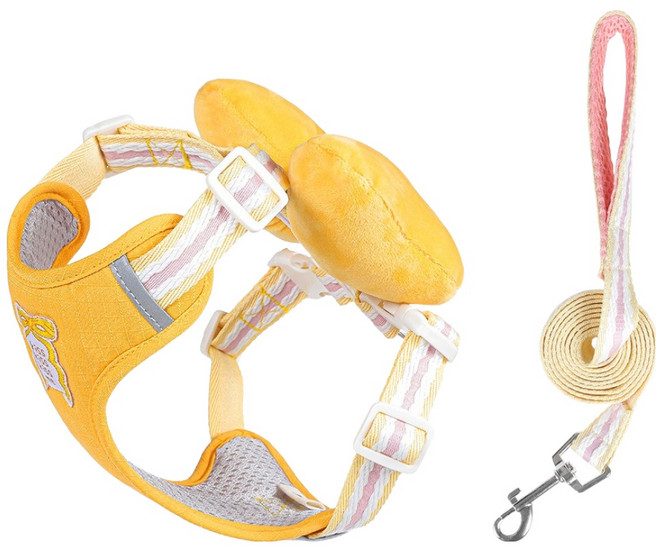 PASTEL PET 寵物 Kiss Me 胸背帶 + 牽繩套組, 黃色, 1個