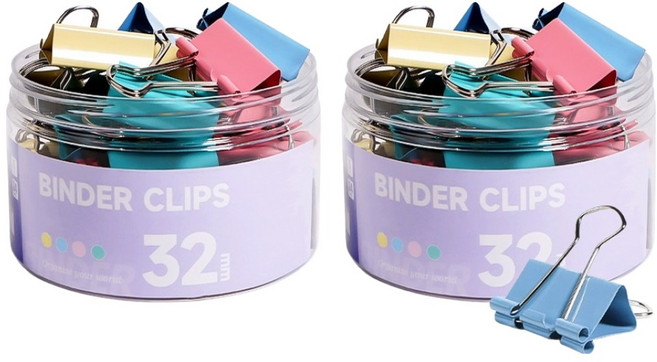 동아피엠에스 서류집게 더블클립 컬러혼합 32mm, 2개, 24개입, 대