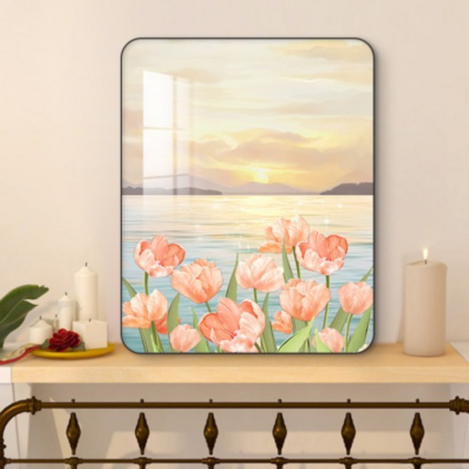 은희마법 인테리어 그림 액자 바다 전망 꽃 F, 골드