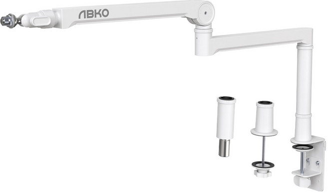 ABKO 薄型麥克風懸臂支架, 白色, 1個, ALA20 白色