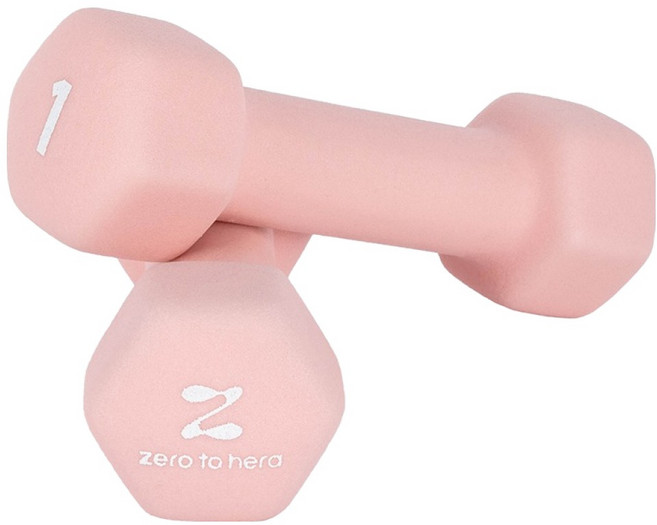 제로투헤라 네오프렌 논슬립 아령 베이비 핑크, 2개, 1kg