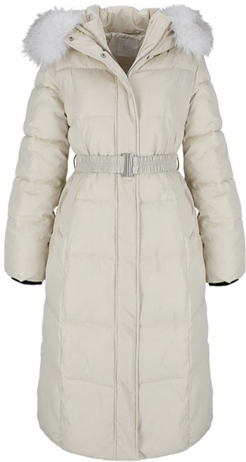 비지트인뉴욕 여성용 퍼 후드 벨트 롱 패딩 VBWPAC2