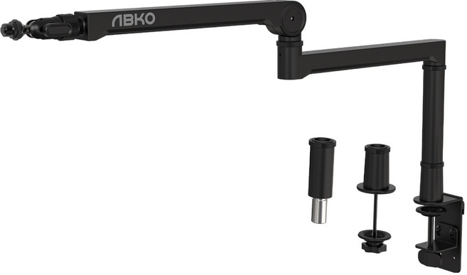 ABKO 低剖面麥克風懸臂支架, 黑色, 1個, ALA20 黑色