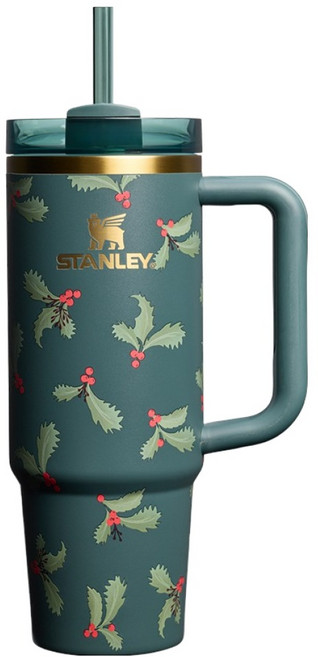 스탠리 퀜처 H2.0 플로우 스테이트 텀블러, 홀리데이 보태니컬, 887ml, 1개