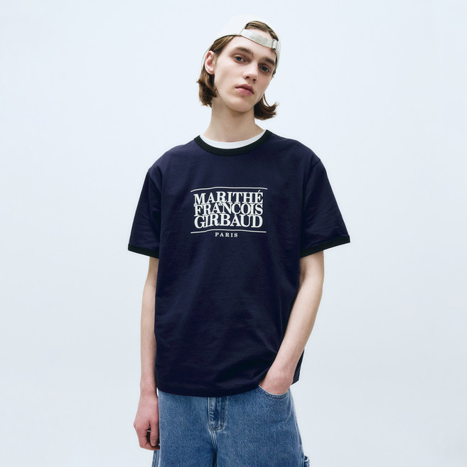 MaritheFrancoisGirbaud 男女通用 CLASSIC LOGO COLOR POINT TEE, 海軍藍