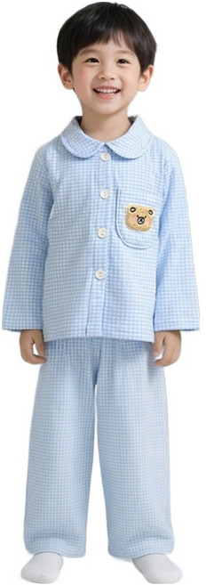 조이멀티 애니포켓 체크 긴팔 수면잠옷 세트