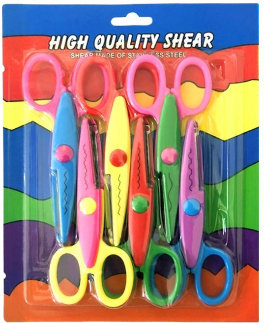 아이나라에듀 알록달록 모양가위 6종 세트, 1세트, 혼합색상