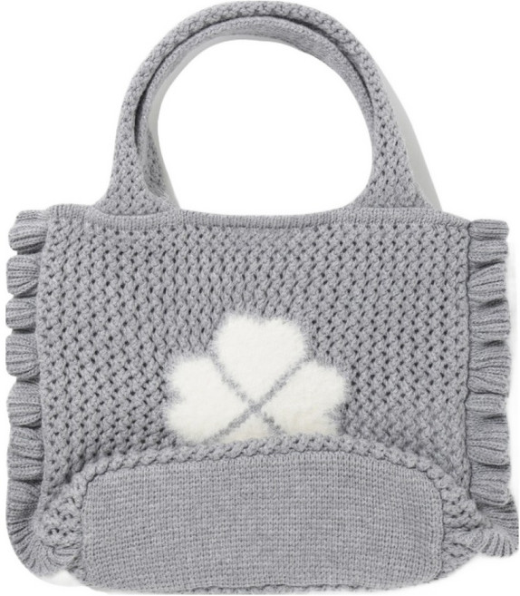 COVERNAT WOMAN 女性幸運草愛心迷你針織托特包, Gray