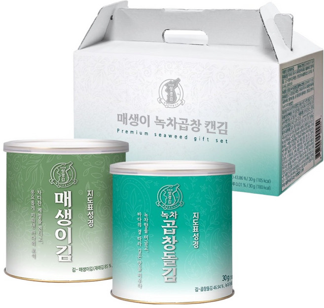 지도표성경 매생이 녹차곱창 캔김 1호 선물세트, 1세트