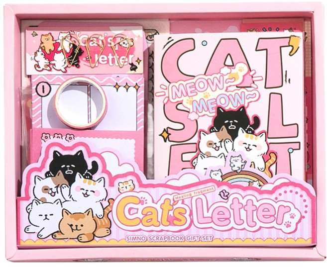 스티코니 스크랩북 다이어리 꾸미기 세트, 고양이의편지, 1세트