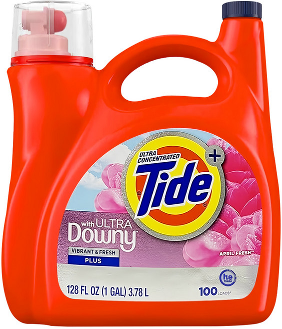 Tide 超濃縮he高效能洗衣精 添加Downy柔軟精, 1個, 3.78L