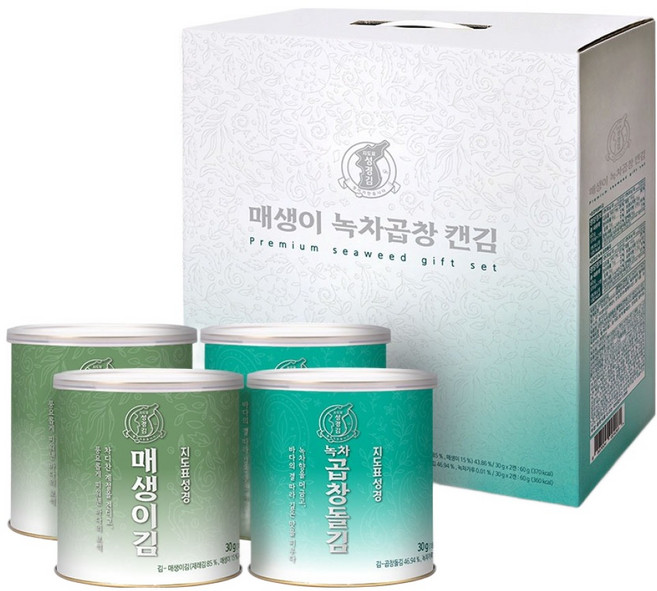 지도표성경 매생이 녹차곱창 캔김 2호 선물세트, 1세트