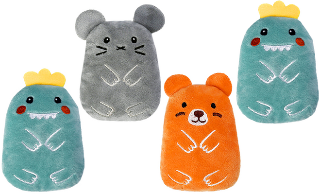 寵物夢工廠 貓薄荷動物響紙玩具 4個裝, 款式隨機, 1套