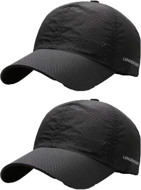 롱런해빗 남녀공용 스포츠 매쉬 캡모자, 블랙, 2개