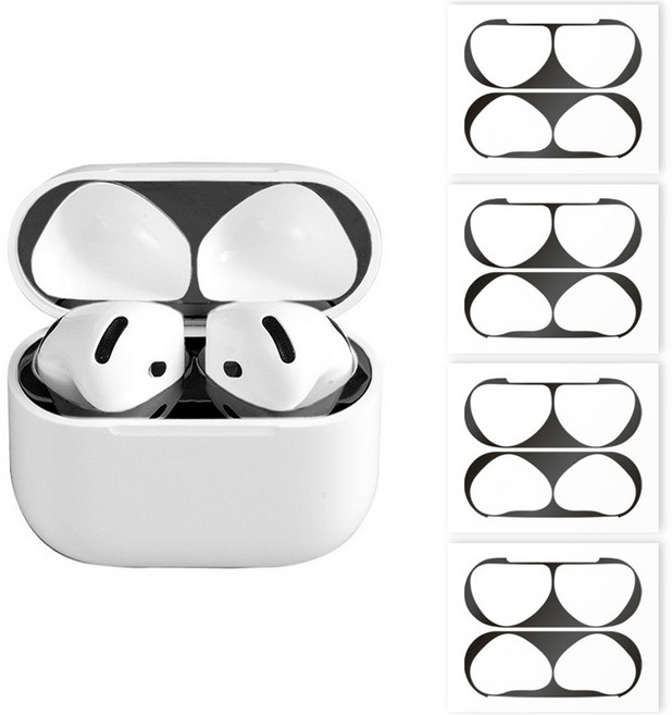 루아러블 에어팟 철가루 방지 스티커 금도금 4개입, 1세트, 블랙, 에어팟 4세대