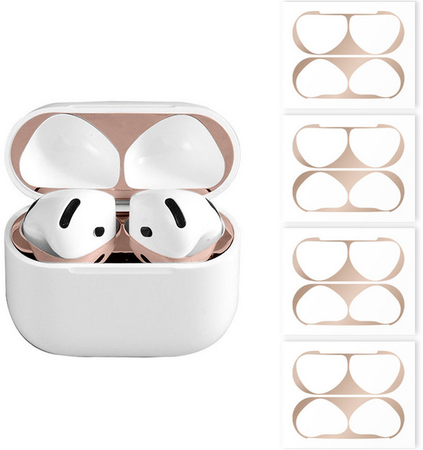 루아러블 에어팟 철가루 방지 스티커 금도금 4개입, 1세트, 로즈골드, 에어팟 4세대