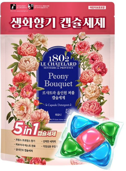 르샤트라1802 올인원 퍼퓸 캡슐세제 피오니, 30개입, 1개