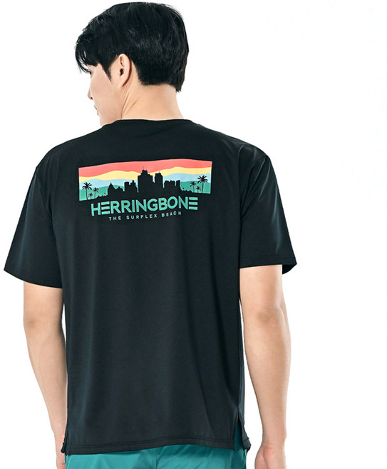 헤링본 루즈핏 래쉬가드 반팔 상의 RH366