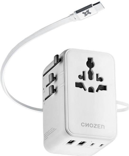 CHOZEN PD70W 氮化鎵 六合一快充萬國插座 TAC70W 冰河白, 70cm, 1個