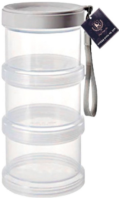 딩동펫 반려동물 프리미엄 멀티 휴대용 3단 사료 간식통, 그레이, 1개, 900ml