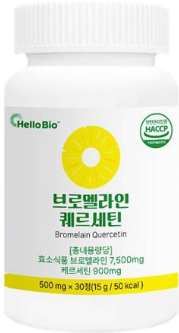 헬로바이오 브로멜라인 퀘르세틴, 1개, 30정