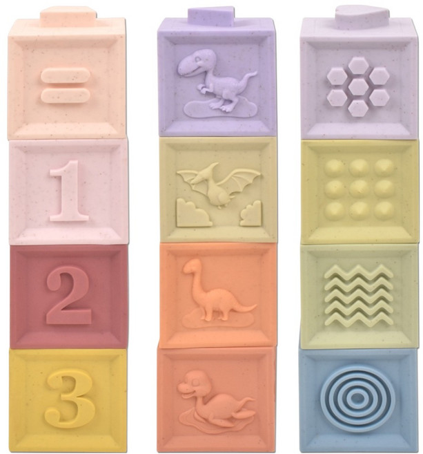 오즈토이 첫손끝 감각 소프트 쌓기 촉감 큐브 12종 세트, 628-174, 1세트