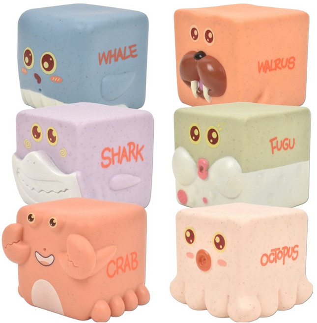 오즈토이 말랑 소프트 쌓기 바다친구들 촉감 큐브 6종 세트, 628-109, 1세트