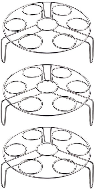 Couselect 不鏽鋼蒸架/加粗加厚家用多功能蒸格/隔熱蒸蛋蒸飯架 高5cm, 3個, 15cm