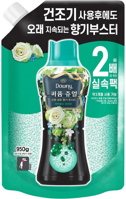 다우니 퍼퓸 쥬얼 에메랄드 브리즈 향기 부스터 리필, 950g, 1개