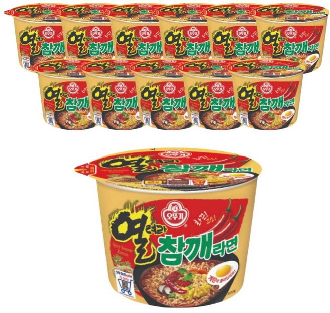 오뚜기 열려라 참깨라면 용기 110g, 12개