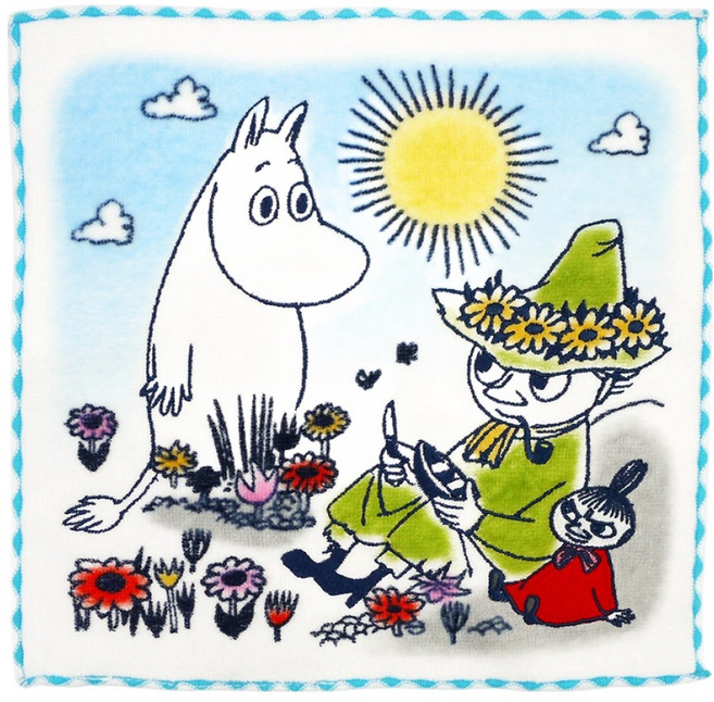 MARUSHIN 丸真 Moomin 刺繡小方巾, 春日野餐, 1個