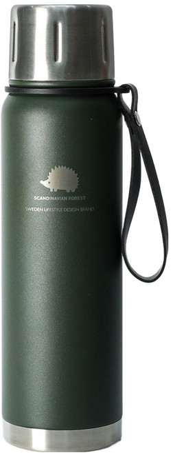 스칸디나비안포레스트 아웃도어 보온병 316 스텐 텀블러 손잡이 보온보냉병 보온텀블러, 1L, 카키, 1개