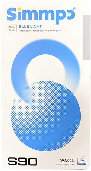 Simmpo 簡單貼 耐衝擊抗藍光護眼保護膜 S-90, 透明色, 1個