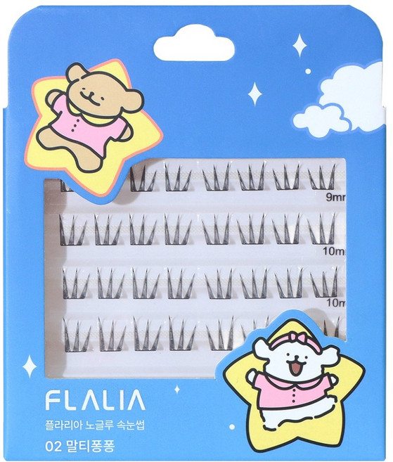 FLALIA 馬爾濟斯免膠假睫毛 9~11mm 40p, 1個, 02 馬爾濟斯點點
