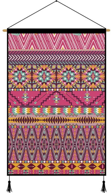 Labovia 波西米亞風彩色圖案布藝木桿壁掛式裝飾掛毯, 款式 9