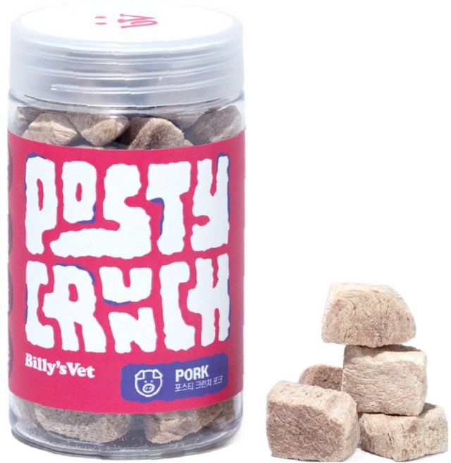 빌리스벳 강아지 포스티 크런치 간식, 65g, 1개, 돼지고기