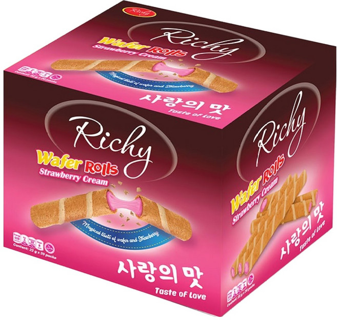 Richy 瑞奇 爆漿捲心三兄弟 草莓風味, 440g, 1個