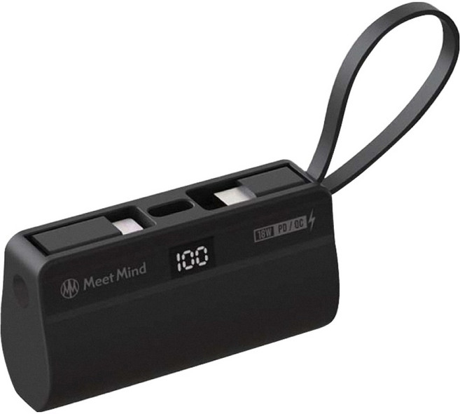 Meet Mind QC 直插式行動電源 5000mAh Type-C, 黑色, PB5000