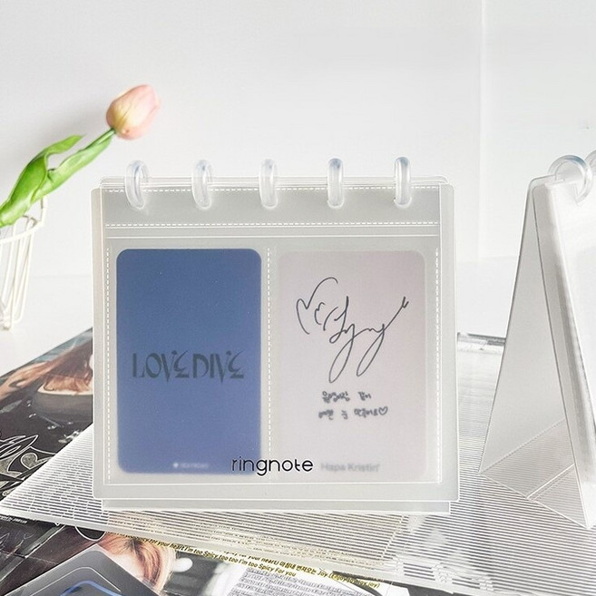 BenF 스탠드 포토카드 캘린더 앨범 보관함 2칸 10매, 반투명, 1개