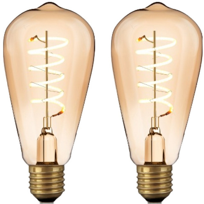 씨티오 LED 엔틱램프 스프링 ST64, 전구색, 2개