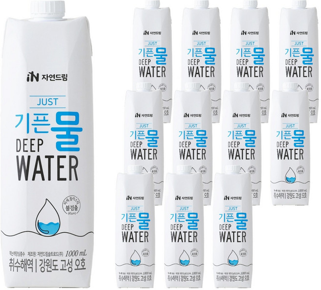 자연드림 JUST기픈물 종이팩, 1L, 12개