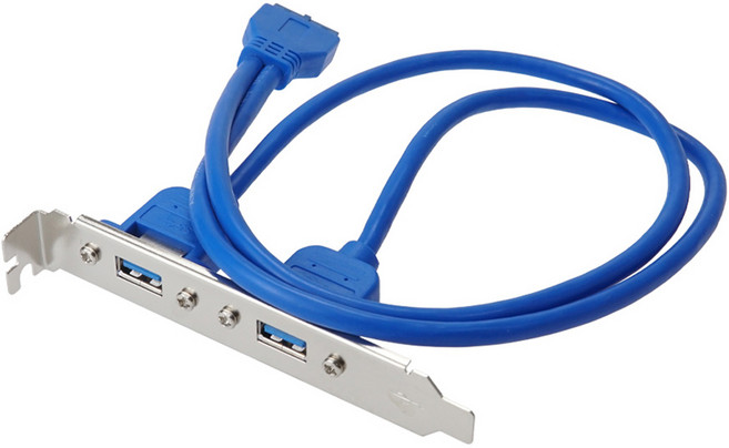 컴스 USB 3.0 2포트 메인보드 20핀 확장 브라켓 케이블 HA052, 50cm, 1개