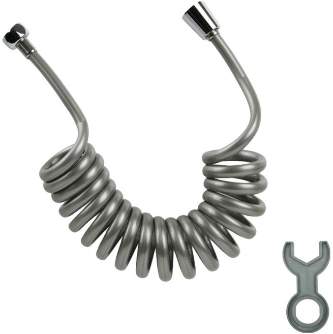 두진 바스 욕실 스프링 화장실청소용 코일 샤워호스, 3m, 실버