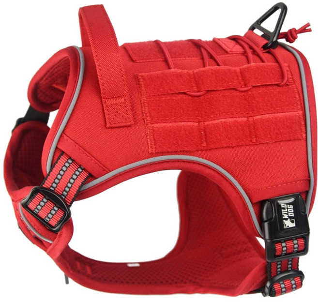 와일드독 강아지 아웃도어 앞섬방지 하네스, 레드, 1개