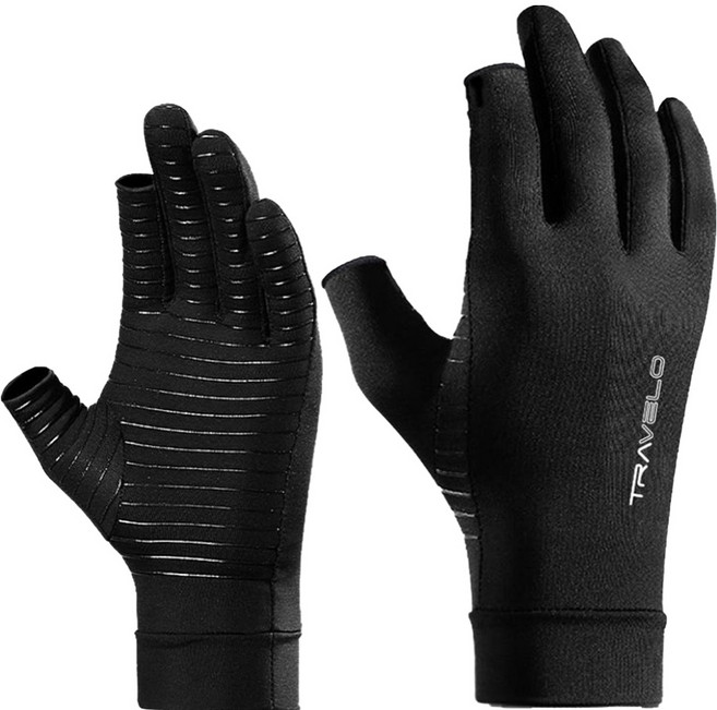 트레벨로 핑거홀 초밀착 슬림핏 터치 이너 장갑 양손세트, 블랙, 1개