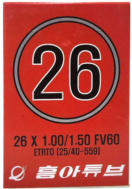 흥아타이어 프레스타 MTB 자전거 튜브 26인치 X 1/1.5 FV60, 1개