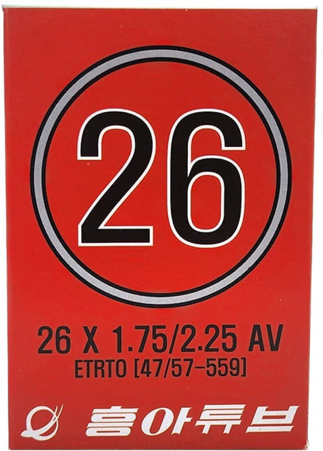 흥아타이어 슈레더 MTB용 자전거 튜브 26 X 1.75/1.95/2.125 AV, 1개